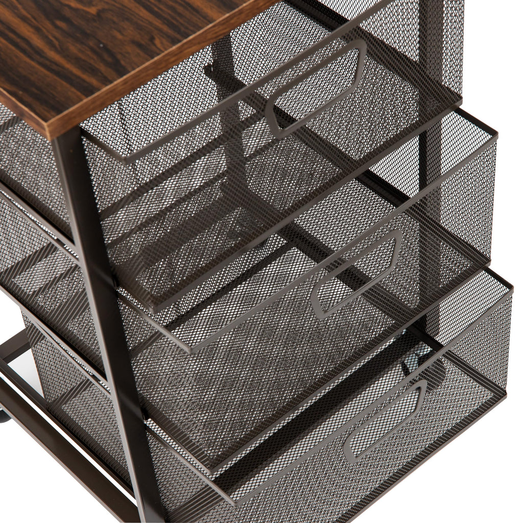 3 Drawer Rolling Storage Organizer with Wood Top N47426